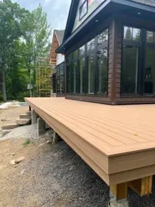 A 2 step fascia with a picture framed border looks great on this composite deck