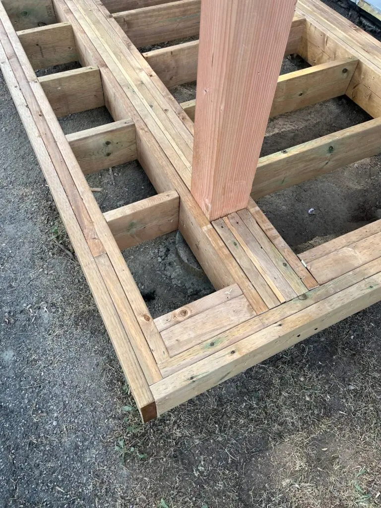 Framing details to hold up the 6x6 posts for the timber frame