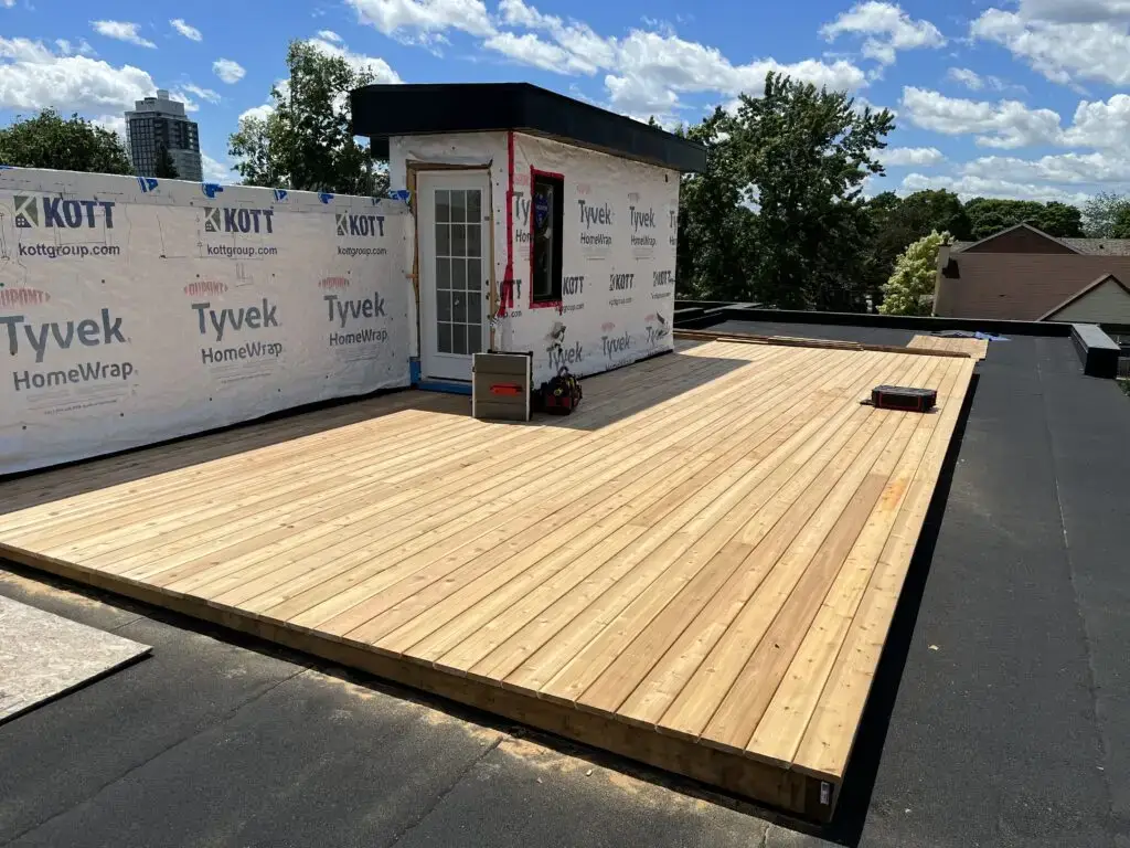 Westboro deck builder installing roof top deck